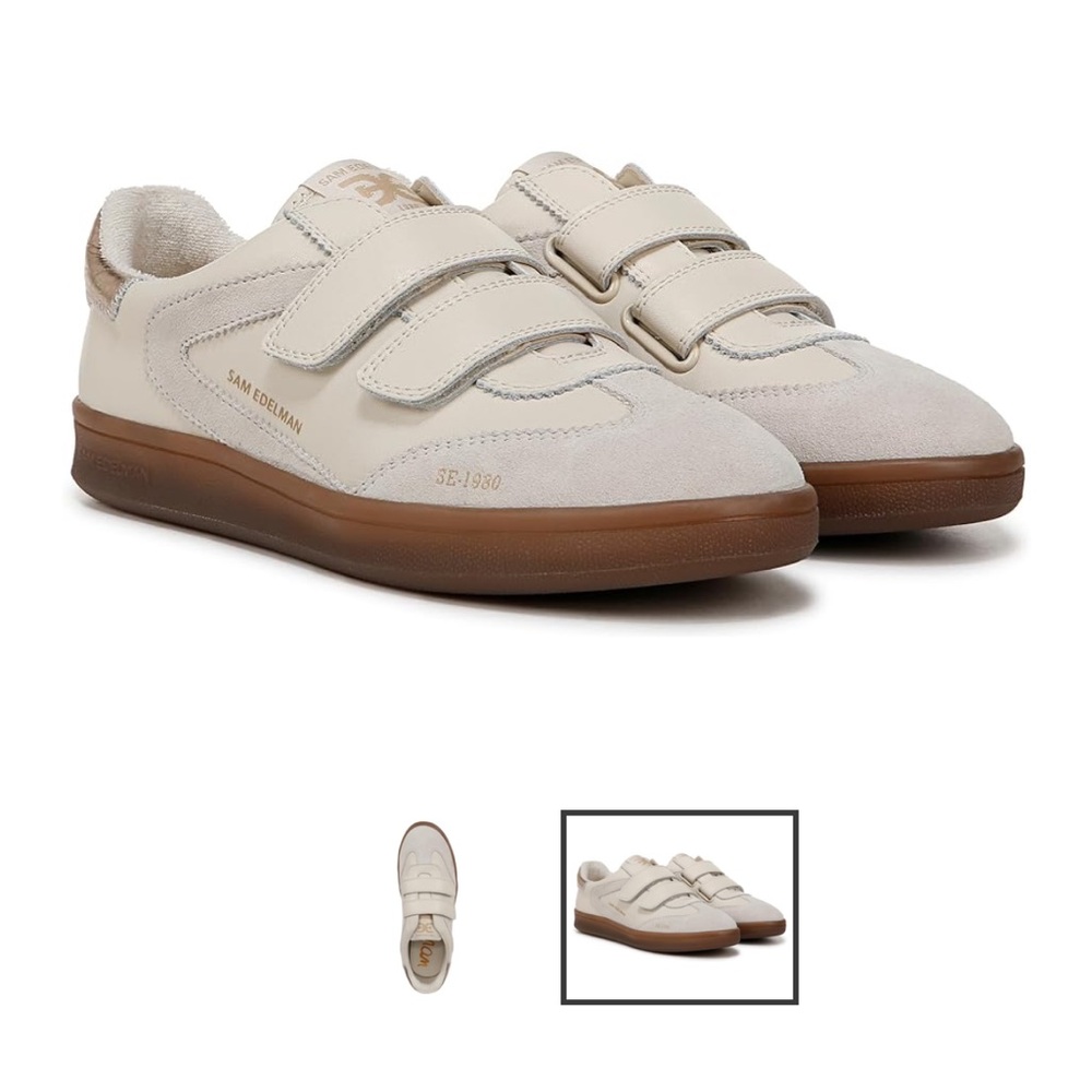 Sam Edelman Beige Sneakers with Velcro Closure